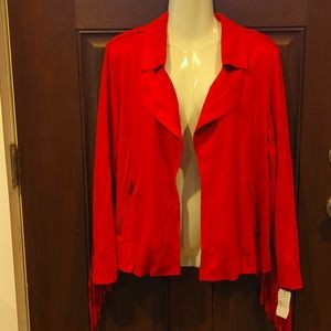 Tangerine Fringe Faux Suede Blazer NWT